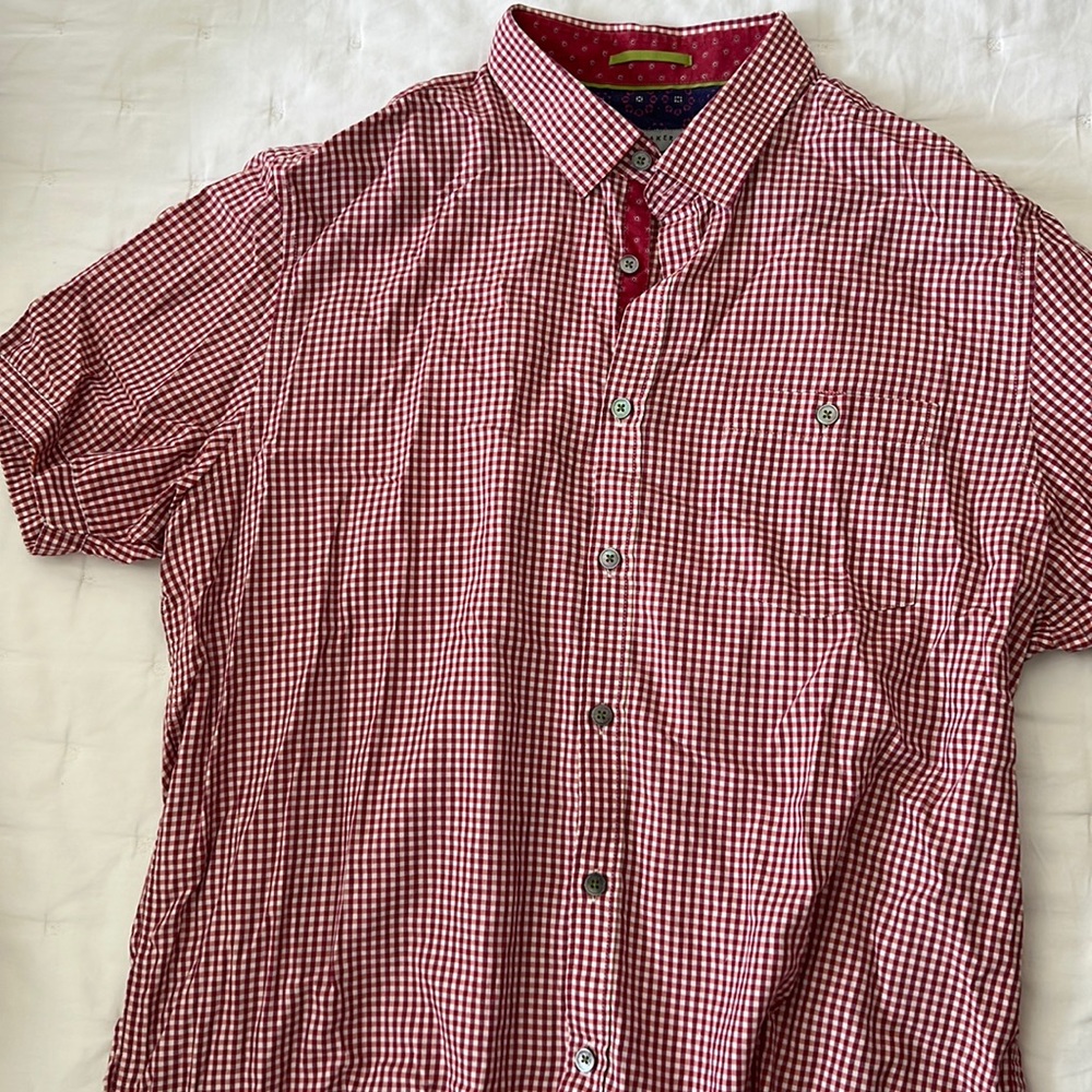 Ted Baker London short sleeve button up red shirt
